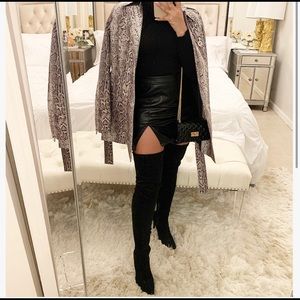 Faux Leather side slit black skirt